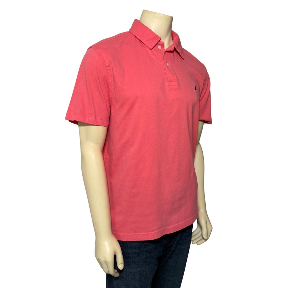 Nautica Mens XL Coral Pink Short Sleeve Cotton Polo Shirt J-Class Logo - Picture 2 of 8